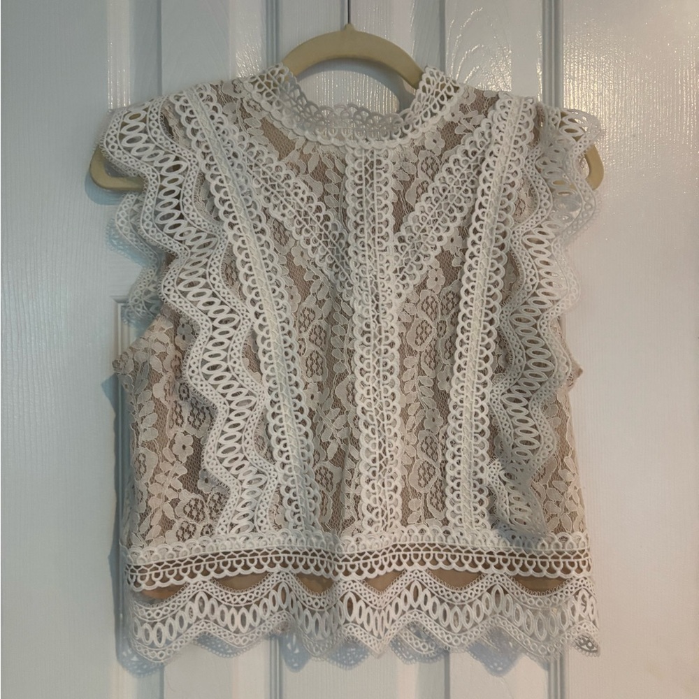 White Lace Sleeveless Top